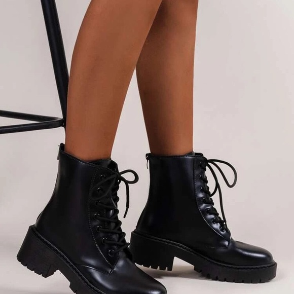 Shein Black Combat Boots - Picture 3 of 7